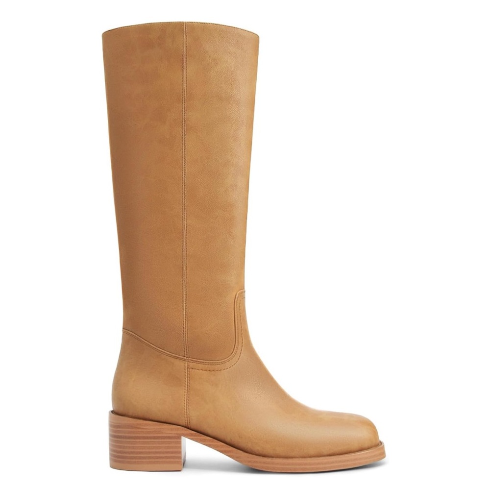 Elegant Tan Leather Heeled Boots